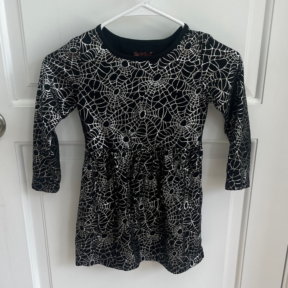 Cat & Jack XS 4/5 Dress with Silver Web Design